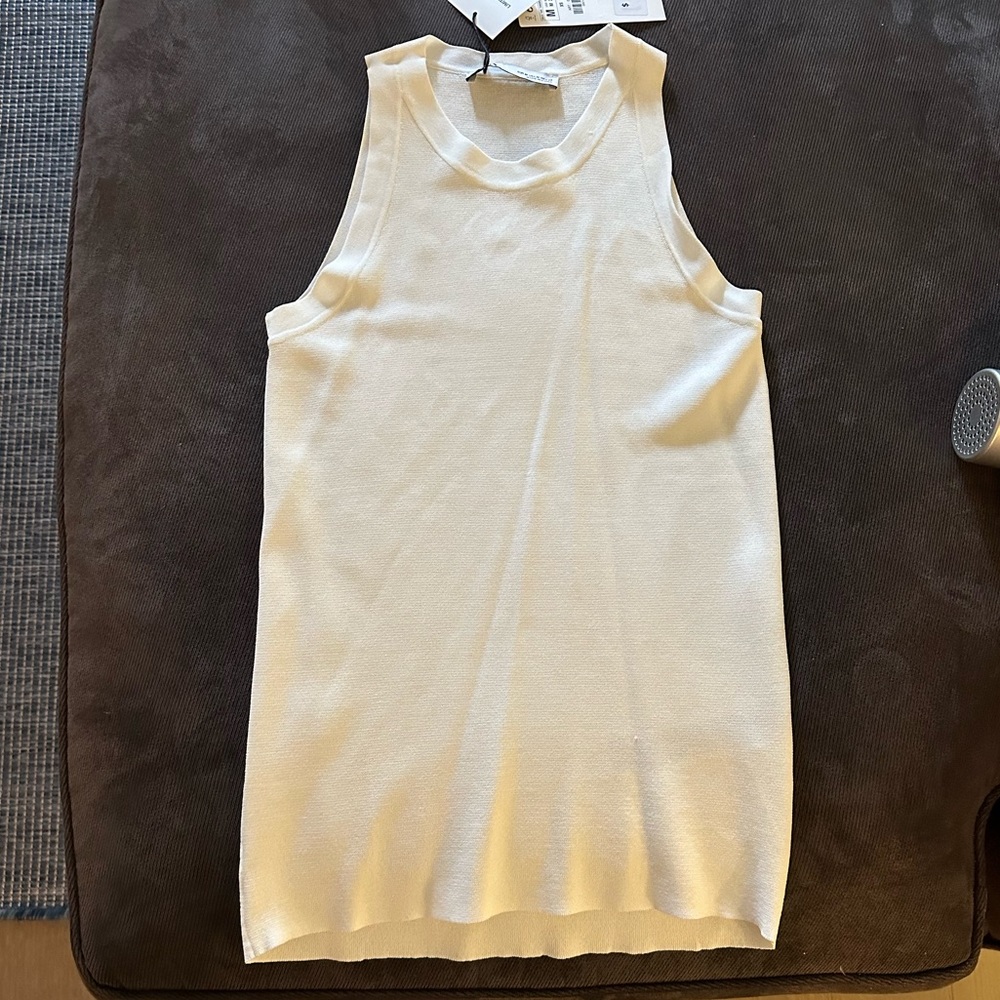 White Zara high neck tank white